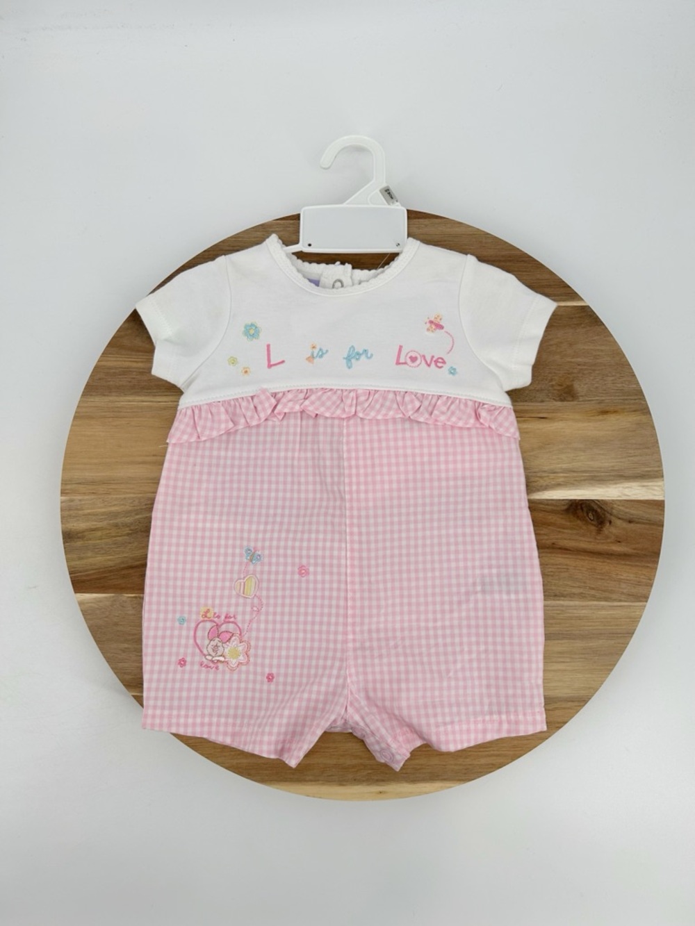 NWT Vtg Y2K Winnie the Pooh Piglet “L is for Love” Gingham Romper with Hat READ